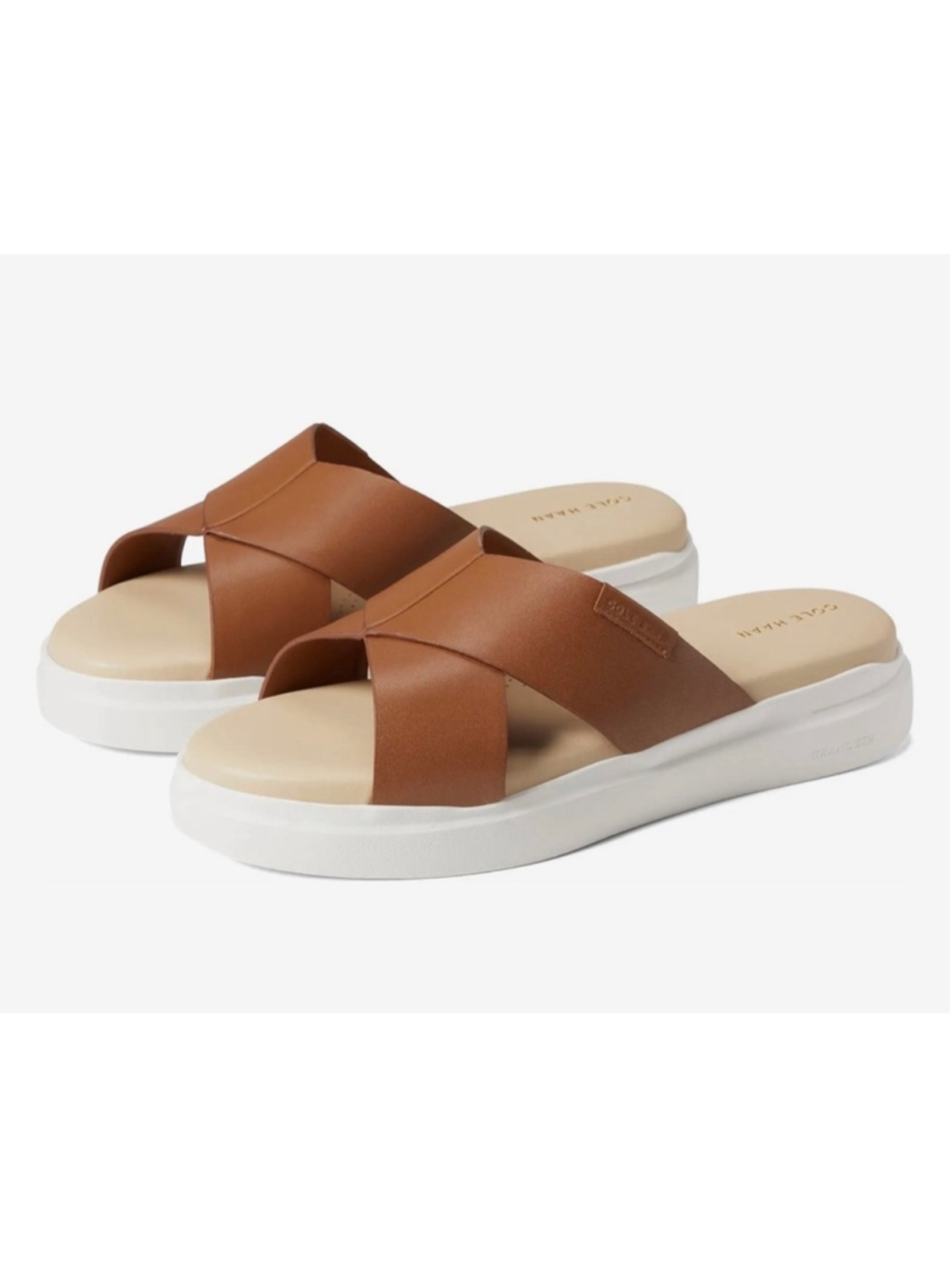 Women's Cole Haan Grandpro Rally Crisscross Slide Sandals Brown Size 9.5